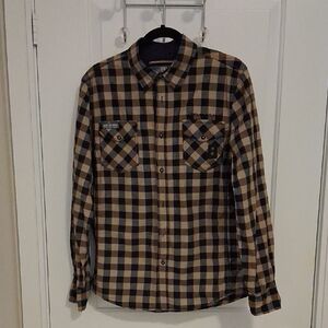 Noize Brown and Black Checkered Button-Down Shirt